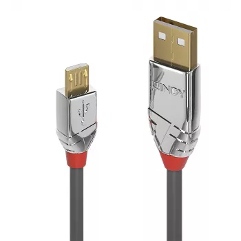 Cabo Lindy USB 2.0 Type-A para Micro-B, 3 m, Cromo Line