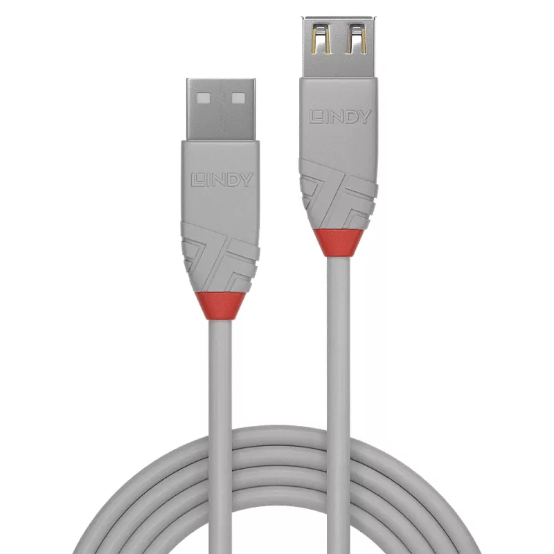 Cabo de extensão Lindy USB 2.0 Type-A, 0,5 m, Anthra Line, cinzento