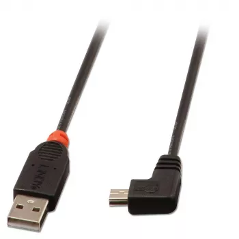 Cabo Lindy USB 2.0 Type-A para Mini-B, 1 m, 90° angular