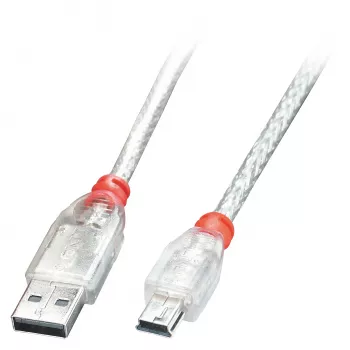 Cabo Lindy USB 2.0 Type-A para Mini-B, 0,2 m, transparente
