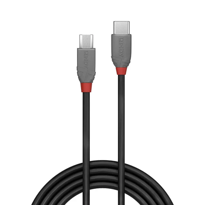 Cabo Lindy USB 2.0 Type-C para Micro-B, 1 m, Anthra Line