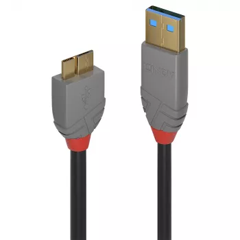 Cabo Lindy USB 3.2 Type-A para Micro-B, 3 m, 5 Gbit/s, Anthra Line