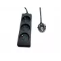 Régua de tomadas MicroConnect MC-PS030150FRB — Type francês, 3 tomadas, régua de tomadas com proteção contra sobretensões
