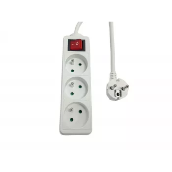 Régua de tomadas MicroConnect MC-PSOO030150FRW 3 tomadas com interruptores individuais on/off
