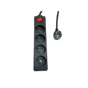 Régua de tomadas MicroConnect MC-PSOO040150FRB 4 tomadas com interruptores individuais