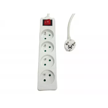 Régua de tomadas MicroConnect MC-PSOO040500FRW — 4 tomadas com interruptores individuais on/off