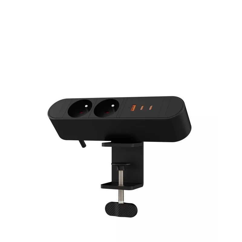 Régua de tomadas de secretária MicroConnect MC-MDPS-FR2-67W — 2 tomadas, 67 W de potência total