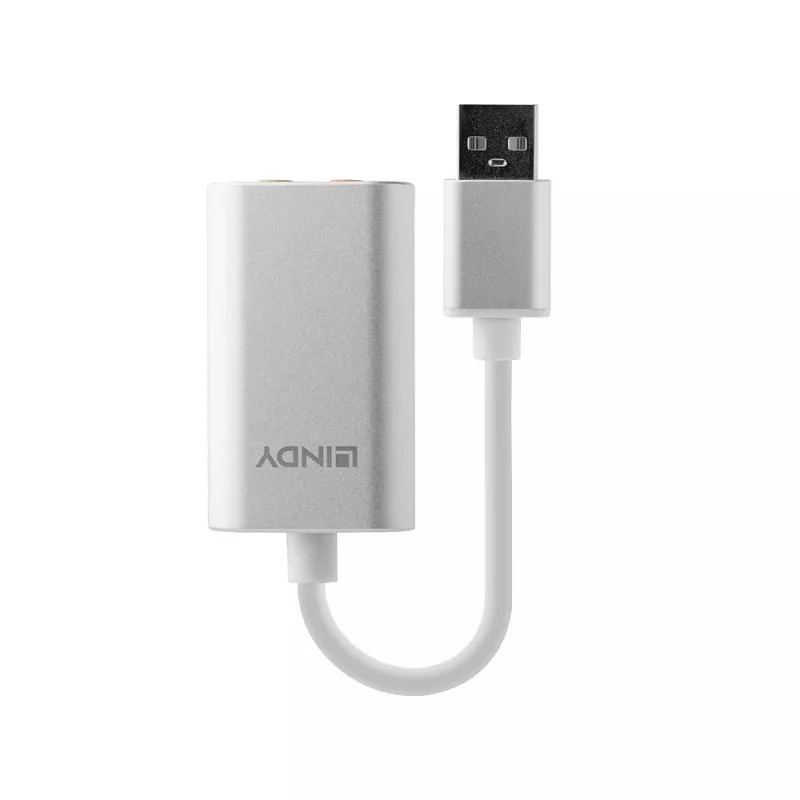 Conversor de áudio Lindy USB Type-A para conversor de áudio, prateado/branco, 25 g
