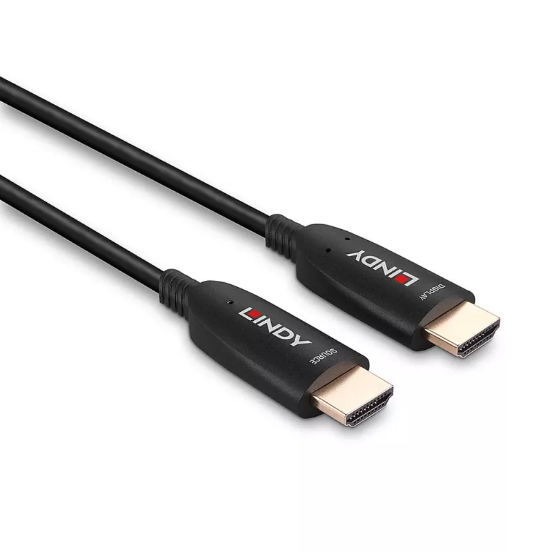 Cabo HDMI híbrido de fibra ótica Lindy 40m 8K60 48 Gbit/s preto