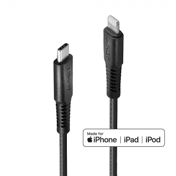 Cabo de carregamento e sincronização USB Type-C para Lightning reforçado Lindy 0,5 m