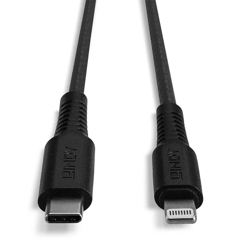 Cabo de carregamento e sincronização USB Type-C para Lightning reforçado Lindy 2 m