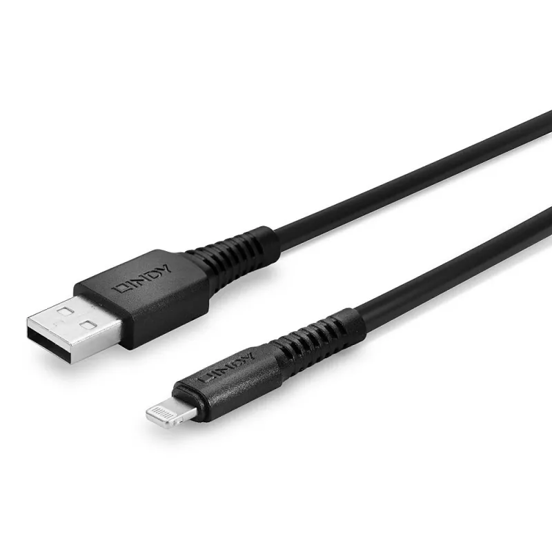 Cabo USB para Lightning Lindy 0,5 m, preto