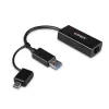 Conversor Ethernet Gigabit Lindy USB 3.2 Gen 1 com fios USB Ethernet 5000 Mbit/s preto