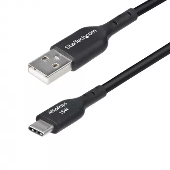 Cabo de carregamento USB-A para USB-C StarTech.com 30 cm, carregamento e sincronização, 3A, USB 2.0, revestimento TPE – preto cabo de carregamento USB