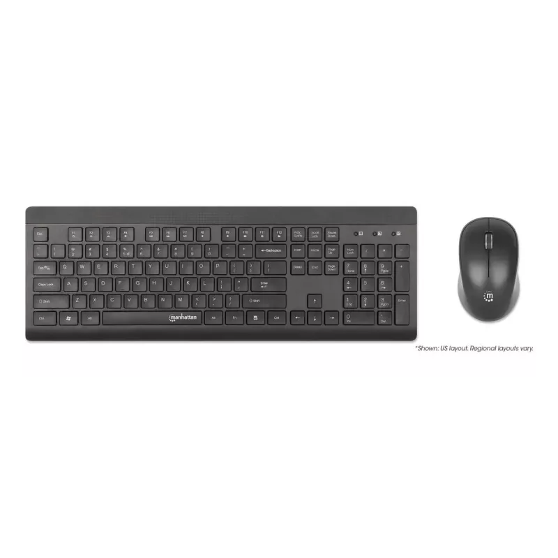 Teclado Manhattan 180771 sem fios QWERTY preto rato incluído
