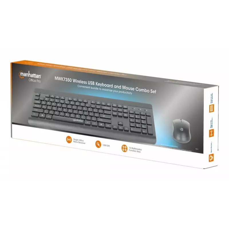 Teclado Manhattan 180771 sem fios QWERTY preto rato incluído