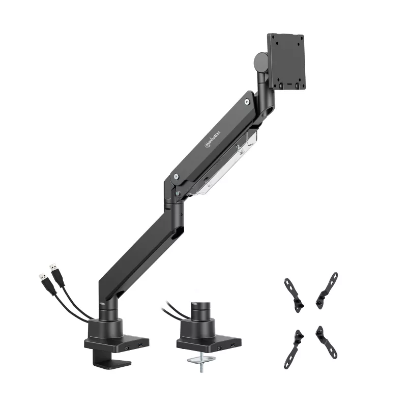 Manhattan Suporte de secretária para 1 monitor de 17-57 polegadas, 27 kg, com portas USB