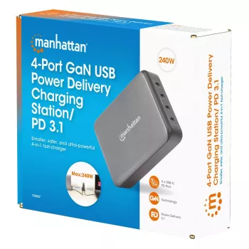 Carregador Manhattan quatro portas USB-C PD 140W por porta 240W total
