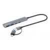 Dock/Hub combo USB-C e USB-A Manhattan 4 portas 5 Gbps alumínio