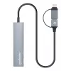 Dock/Hub combo USB-C e USB-A Manhattan 4 portas 5 Gbps alumínio
