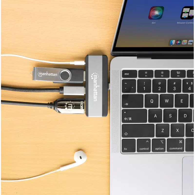 Docking station USB-C Travel Dock Manhattan 190404 4 portas HDMI USB-A USB-C 3,5 mm