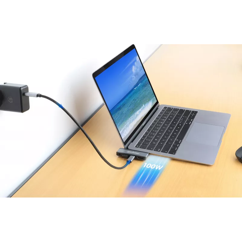 Docking station USB-C Travel Dock Manhattan 190404 4 portas HDMI USB-A USB-C 3,5 mm