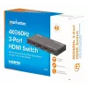 Comutador HDMI 3x1 MANHATTAN 18G Automático Manual com telecomando IR Preto