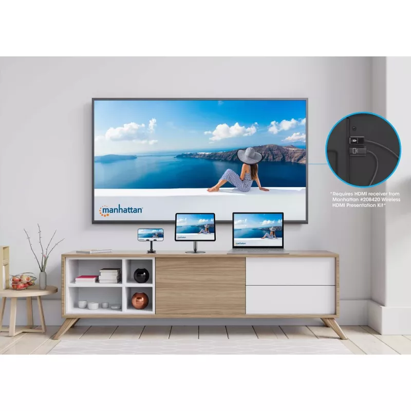 Transmissor AV Manhattan 208437 1920x1080 30m sem fios USB Type-C