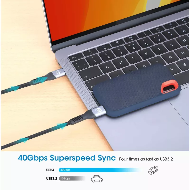 Cabo USB-C macho para USB-C macho Manhattan 2m USB4 Gen 3x2 8K 60Hz