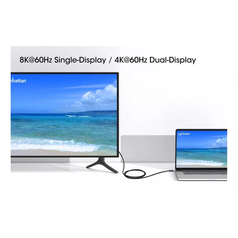 Cabo USB-C macho para USB-C macho Manhattan 2m USB4 Gen 3x2 8K 60Hz
