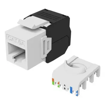 Conector fêmea Keystone Cat.6A não blindado sem ferramentas, EQUIP 769227, RJ-45, formato plano, branco, 8 unid.