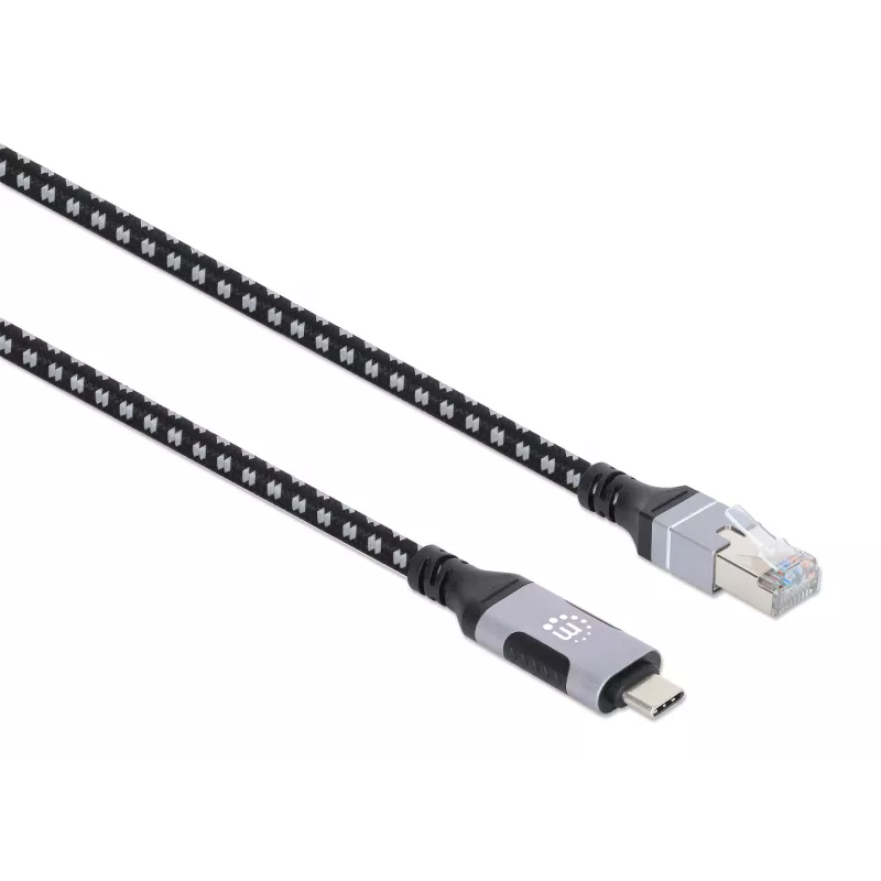 Cabo Manhattan USB-C para Ethernet Gigabit RJ45 2m Preto/Prateado