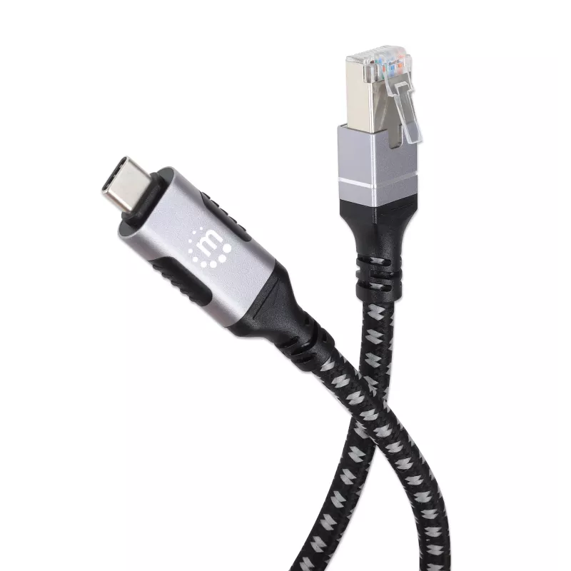 Cabo Manhattan USB-C para Ethernet Gigabit RJ45 2m Preto/Prateado