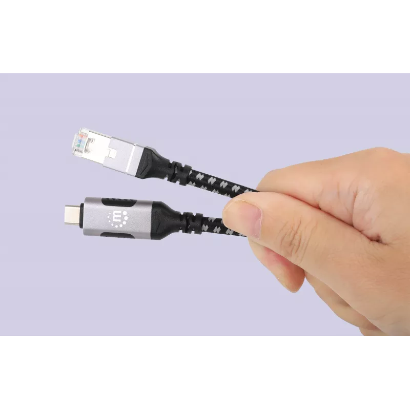 Cabo Manhattan USB-C para Ethernet Gigabit RJ45 2m Preto/Prateado
