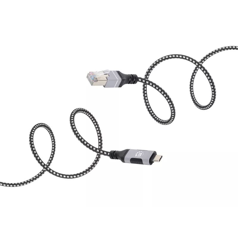 Cabo Manhattan USB-C para Ethernet Gigabit RJ45 2m Preto/Prateado