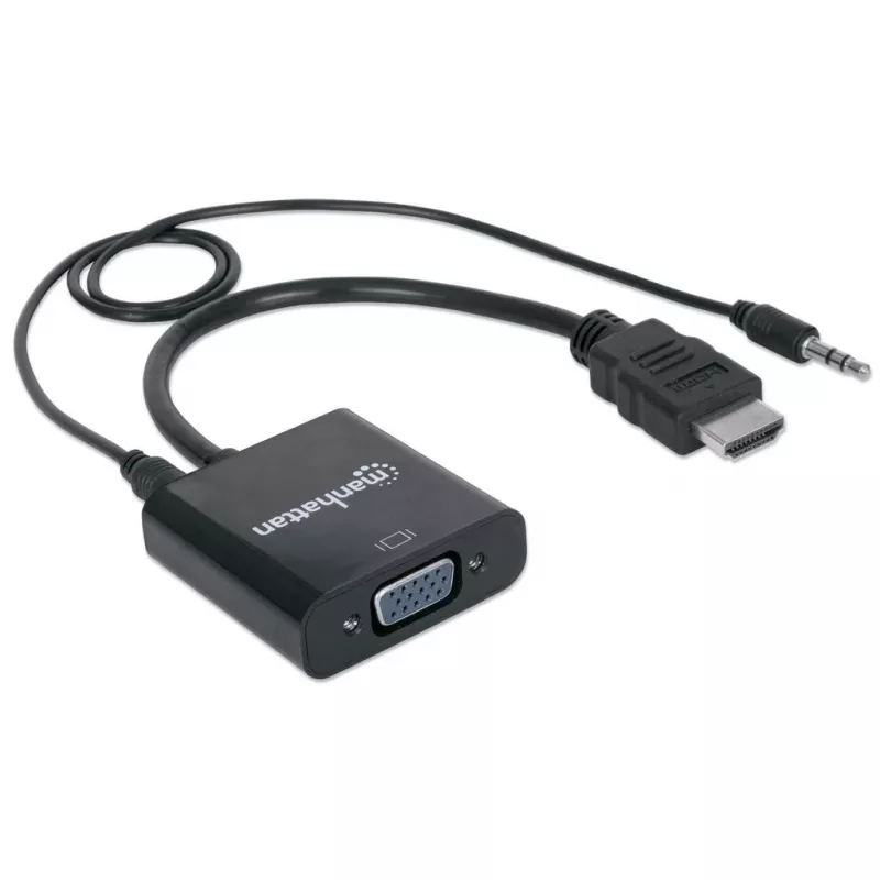 Manhattan 151559 Conversor de vídeo de HDMI para VGA com áudio, preto