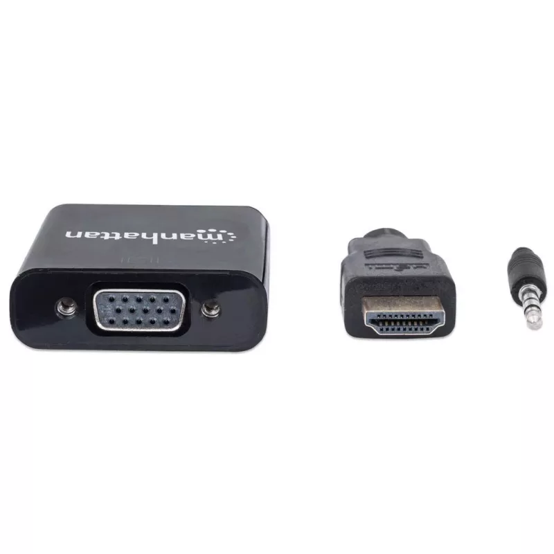Manhattan 151559 Conversor de vídeo de HDMI para VGA com áudio, preto