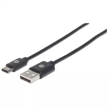Cabo Manhattan USB-C para USB-A, 1 m, macho para macho, preto, 480 Mbit/s (USB 2.0), Hi-Speed USB, garantia vitalícia, equivalente a USB2AC1M
