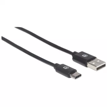 Cabo Manhattan USB-C para USB-A, 1 m, macho para macho, preto, 480 Mbit/s (USB 2.0), Hi-Speed USB, garantia vitalícia, equivalente a USB2AC1M
