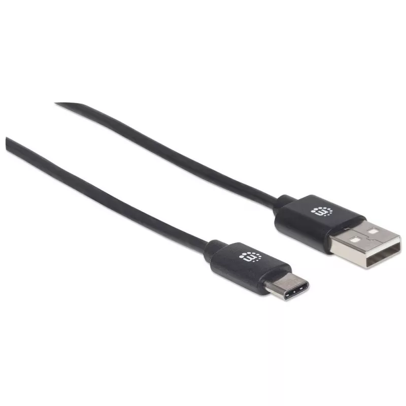 Cabo Manhattan USB-C para USB-A, 1 m, macho para macho, preto, 480 Mbit/s (USB 2.0), Hi-Speed USB, garantia vitalícia, equivalente a USB2AC1M