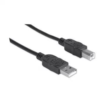 Cabo Manhattan USB-A para USB-B, 5 m, macho para macho, 480 Mbit/s (USB 2.0), Hi-Speed USB, preto, garantia vitalícia, equivalente a USB2HAB5M.