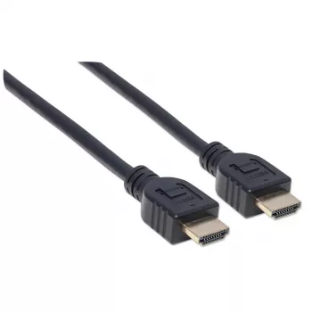 Cabo Manhattan HDMI 4K@60Hz com Ethernet - certificado CL3, 1m, adequado para instalação em parede, para todas as aplicações 4K e 1080p/HD – atualize agora ou tenha pronto para quando precisar, macho para macho, preto, Ultra HD 4k x 2k, garantia vitalícia, Premium High Speed
