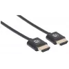 Cabo Manhattan HDMI com Ethernet (Ultra Thin), 4K@60Hz (Premium High Speed), 0,5 m, macho para macho, preto, Ultra HD 4k x 2k, totalmente blindado, contactos dourados, garantia vitalícia