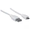 Cabo Manhattan USB-A para Micro-USB, 1m, macho para macho, branco, 480 Mbit/s (USB 2.0), Hi-Speed USB, garantia vitalícia, equivalente a USBPAUB1MW.