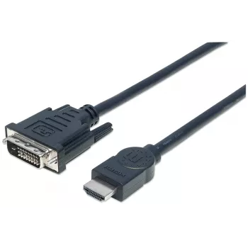 Cabo Manhattan HDMI para DVI-D 24+1, 3m, macho para macho, preto, Dual Link, compatível com DVD-D, garantia vitalícia, equivalente a HDDVIMM3M
