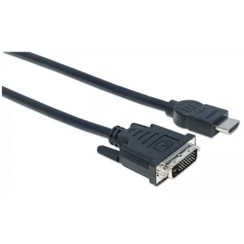 Cabo Manhattan HDMI para DVI-D 24+1, 3m, macho para macho, preto, Dual Link, compatível com DVD-D, garantia vitalícia, equivalente a HDDVIMM3M