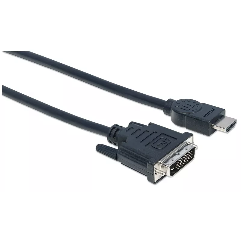Cabo Manhattan HDMI para DVI-D 24+1, 3m, macho para macho, preto, Dual Link, compatível com DVD-D, garantia vitalícia, equivalente a HDDVIMM3M