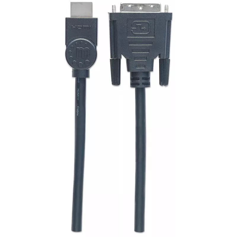 Cabo Manhattan HDMI para DVI-D 24+1, 3m, macho para macho, preto, Dual Link, compatível com DVD-D, garantia vitalícia, equivalente a HDDVIMM3M
