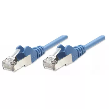 Cabo de rede patch Intellinet, Cat5e, 7,5 m, azul, CCA, SF/UTP, PVC, RJ45, contactos banhados a ouro, proteção contra engate, proteção contra dobras, garantia vitalícia