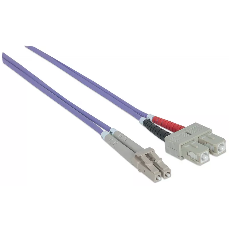 Cabo de rede de fibra ótica Intellinet, OM4, LC/SC, 2 m, violeta, duplex, multimodo, 50/125 µm, LSZH, fibra, garantia vitalícia